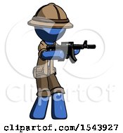 Poster, Art Print Of Blue Explorer Ranger Man Shooting Automatic Assault Weapon