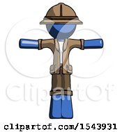 Poster, Art Print Of Blue Explorer Ranger Man T-Pose Arms Up Standing