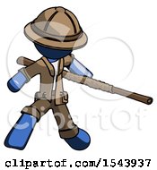 Poster, Art Print Of Blue Explorer Ranger Man Bo Staff Action Hero Kung Fu Pose