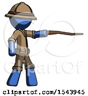 Poster, Art Print Of Blue Explorer Ranger Man Pointing With Hiking Stick