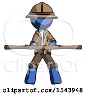 Poster, Art Print Of Blue Explorer Ranger Man Bo Staff Kung Fu Defense Pose