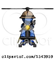 Blue Explorer Ranger Man Flying In Gyrocopter Front View