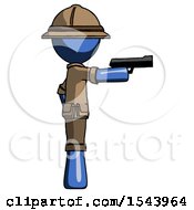 Poster, Art Print Of Blue Explorer Ranger Man Firing A Handgun