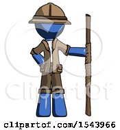 Poster, Art Print Of Blue Explorer Ranger Man Holding Staff Or Bo Staff