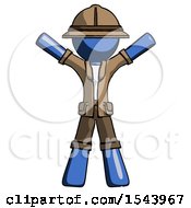 Blue Explorer Ranger Man Surprise Pose Arms And Legs Out