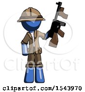 Poster, Art Print Of Blue Explorer Ranger Man Holding Tommygun