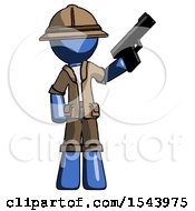 Poster, Art Print Of Blue Explorer Ranger Man Holding Handgun