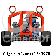 Poster, Art Print Of Blue Explorer Ranger Man Riding Sports Buggy Front View
