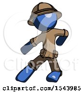 Blue Explorer Ranger Man Karate Defense Pose Left