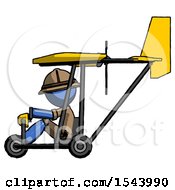 Poster, Art Print Of Blue Explorer Ranger Man In Ultralight Aircraft Side View