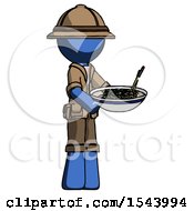 Poster, Art Print Of Blue Explorer Ranger Man Holding Noodles Offering To Viewer