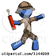 Poster, Art Print Of Blue Explorer Ranger Man Throwing Dynamite