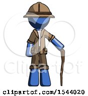 Poster, Art Print Of Blue Explorer Ranger Man Standing With Hiking Stick