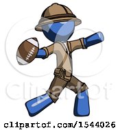 Blue Explorer Ranger Man Throwing Football