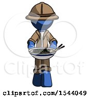 Blue Explorer Ranger Man Serving Or Presenting Noodles
