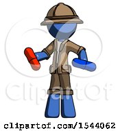 Poster, Art Print Of Blue Explorer Ranger Man Red Pill Or Blue Pill Concept