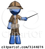 Poster, Art Print Of Blue Explorer Ranger Man Teacher Or Conductor With Stick Or Baton Directing