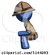 Poster, Art Print Of Blue Explorer Ranger Man Squatting Facing Left