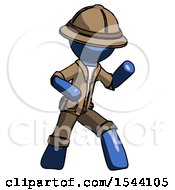 Blue Explorer Ranger Man Martial Arts Defense Pose Right