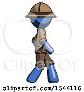 Poster, Art Print Of Blue Explorer Ranger Man Walking Right Side View