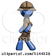 Poster, Art Print Of Blue Explorer Ranger Man Walking Left Side View