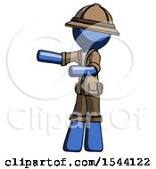 Poster, Art Print Of Blue Explorer Ranger Man Presenting Something To His Right