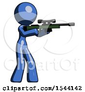 Poster, Art Print Of Blue Design Mascot Woman Shooting Sniper Rifle