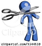 Poster, Art Print Of Blue Design Mascot Man Scissor Beheading Office Worker Execution