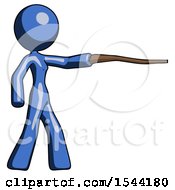 Poster, Art Print Of Blue Design Mascot Woman Pointing With Hiking Stick