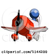 Poster, Art Print Of Blue Design Mascot Man Flying In Geebee Stunt Plane Viewed From Below