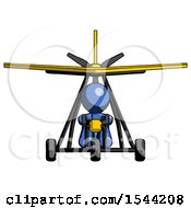 Poster, Art Print Of Blue Design Mascot Man In Ultralight Aircraft Front View