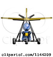 Poster, Art Print Of Blue Design Mascot Woman In Ultralight Plane Front View