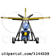 Blue Design Mascot Woman In Ultralight Plane Front View