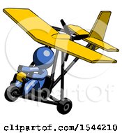 Poster, Art Print Of Blue Design Mascot Man In Ultralight Aircraft Top Side View