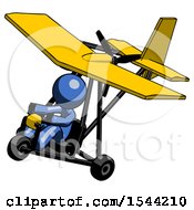 Blue Design Mascot Man In Ultralight Aircraft Top Side View