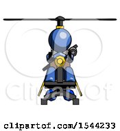 Blue Design Mascot Woman Flying In Gyrocopter Front View