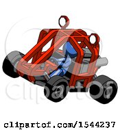 Poster, Art Print Of Blue Design Mascot Man Riding Sports Buggy Side Top Angle View