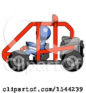 Poster, Art Print Of Blue Design Mascot Man Riding Sports Buggy Side View
