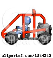 Poster, Art Print Of Blue Design Mascot Woman Riding Sports Buggy Side View