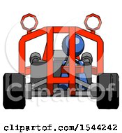 Poster, Art Print Of Blue Design Mascot Woman Riding Sports Buggy Front View