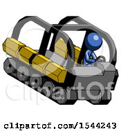 Poster, Art Print Of Blue Design Mascot Man Driving Amphibious Tracked Vehicle Top Angle View