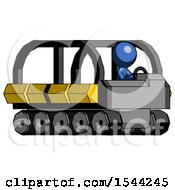 Poster, Art Print Of Blue Design Mascot Man Driving Amphibious Tracked Vehicle Side Angle View