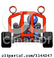 Blue Design Mascot Man Riding Sports Buggy Front View