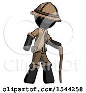Poster, Art Print Of Black Explorer Ranger Man Walking With Hiking Stick