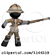 Black Explorer Ranger Man Bo Staff Pointing Right Kung Fu Pose