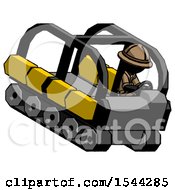 Poster, Art Print Of Black Explorer Ranger Man Driving Amphibious Tracked Vehicle Top Angle View