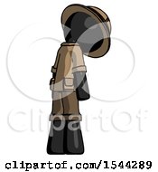 Poster, Art Print Of Black Explorer Ranger Man Depressed With Head Down Back To Viewer Right