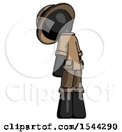 Poster, Art Print Of Black Explorer Ranger Man Depressed With Head Down Back To Viewer Left