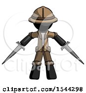 Poster, Art Print Of Black Explorer Ranger Man Two Sword Defense Pose