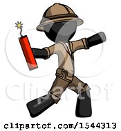 Black Explorer Ranger Man Throwing Dynamite